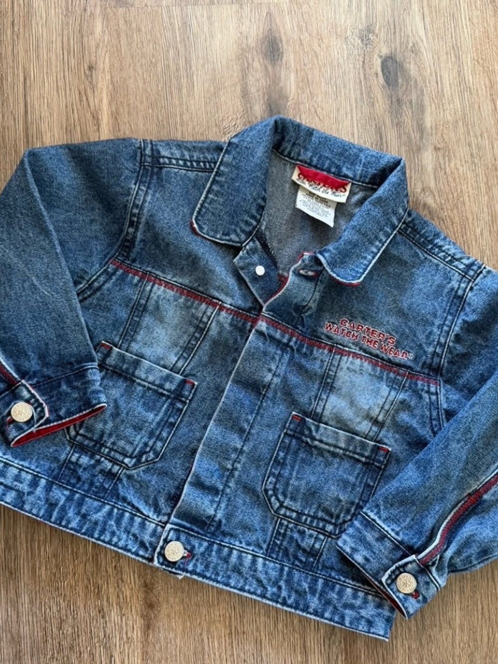 Vintage Carter's Denim Jean Jacket in Blue with Red Trim